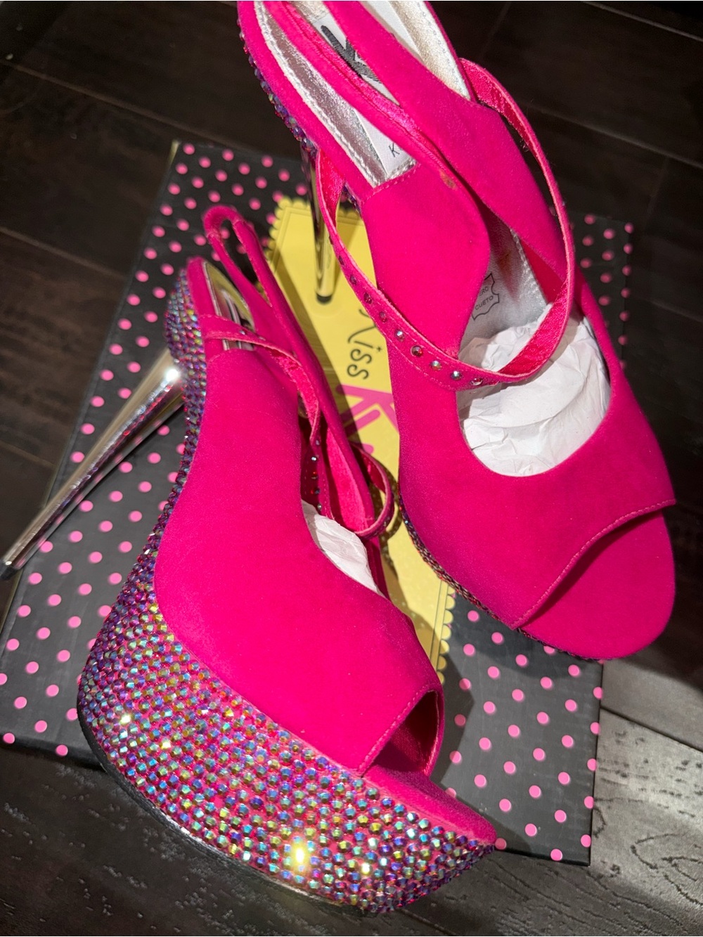Hot Pink Crystal Platform Slingback Heels by KISS Kouture *LIMITED RELEASE*